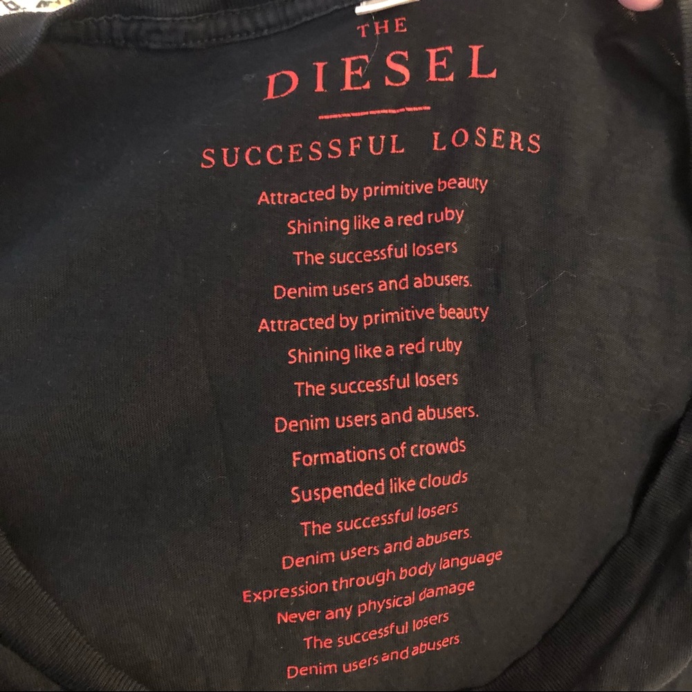 Diesel Black Successful Losers V-Neck t-shirt size XXL - Picture 3 of 4